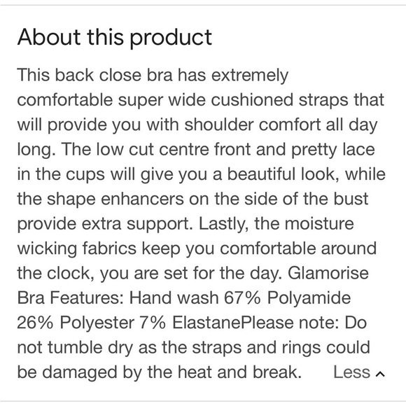 Glamorise BRA 34B Beige Wide Straps Low Cut WonderWire Lace Underwire 3466 PS - Picture 11 of 11